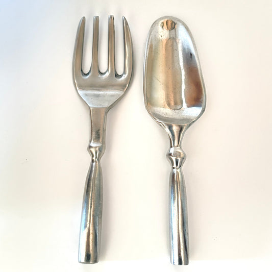 Vintage serveringssæt i støbt aluminiumslegering – mid-century stil