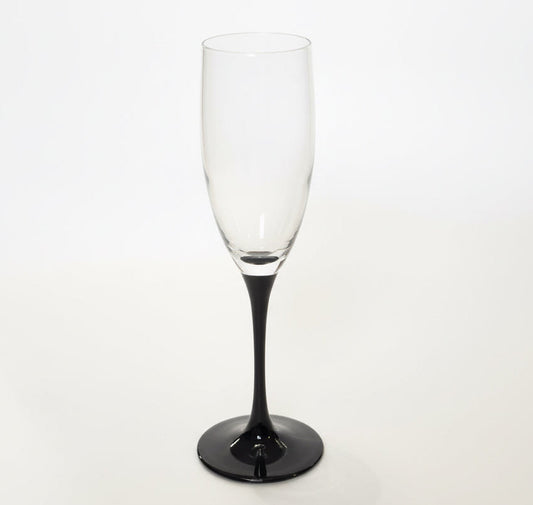 Luminarc Domino champagneglas med sort stilk – vintage fransk glas, 1980’erne