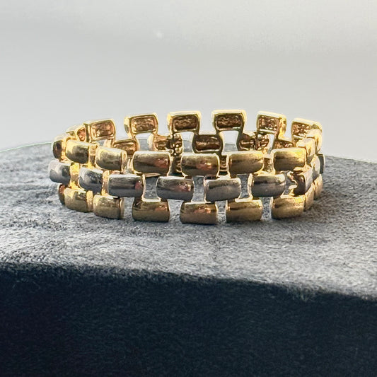 Vintage tofarvet armbånd i guld- og sølvfarvet metal