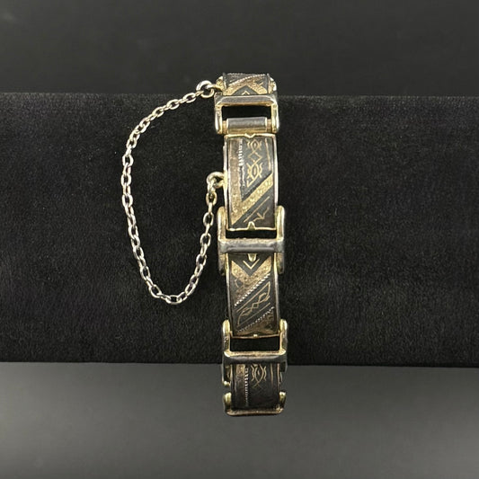 Vintage Toledo damascene armbånd med guldindlejring