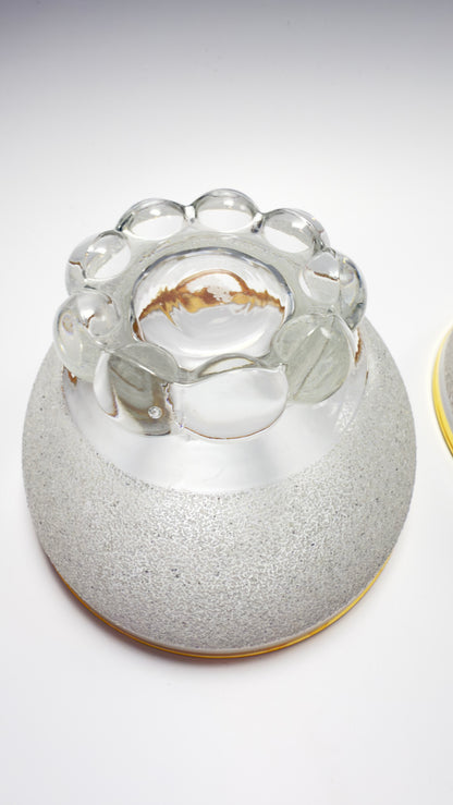 Coupéglas im Set mit rauer granulierter Glasoberfläche und Goldrand