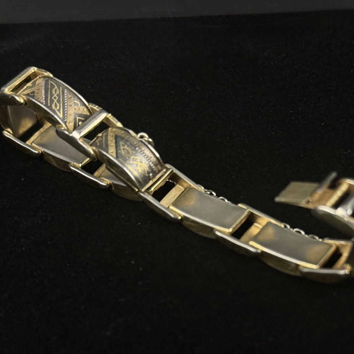 Vintage Toledo damascene armbånd med guldindlejring