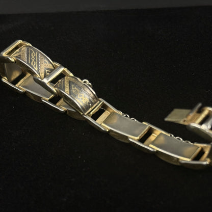 Vintage Toledo damascene armbånd med guldindlejring
