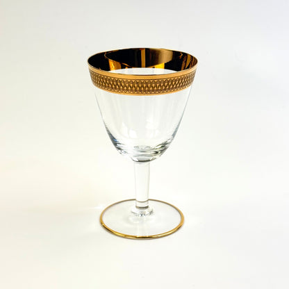 Lyngby Glas Tosca rødvinsglas med bred ciseleret guldkant, 12 cm