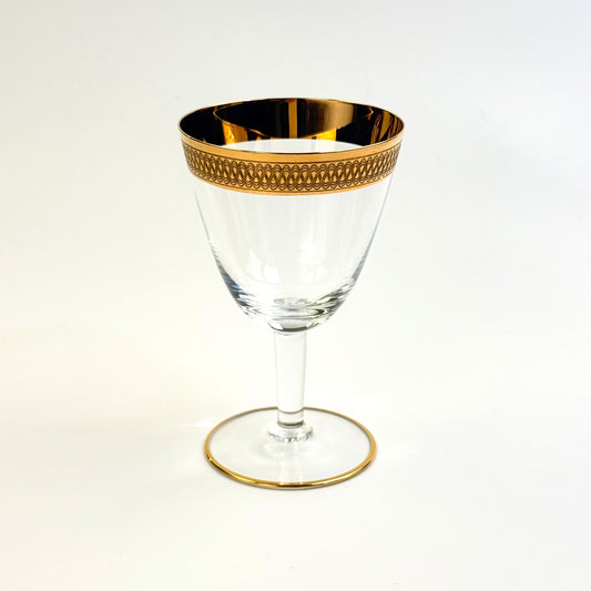 Lyngby Glas Tosca rødvinsglas med bred ciseleret guldkant, 12 cm