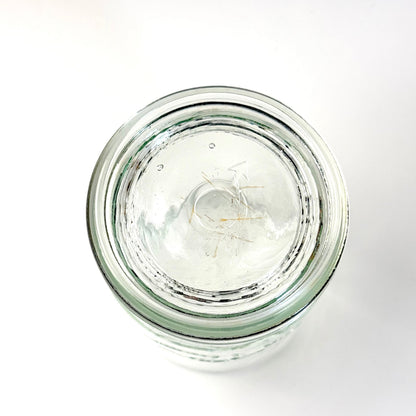 Kastrup Glasværk henkogningsglas 18,5 cm – gammelt sylteglas med glaslåg