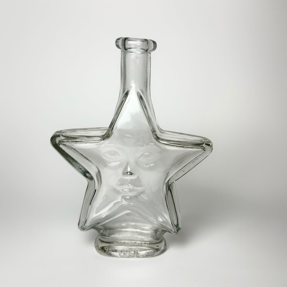 Vintage stjerne karaffel i klart glas med ansigt – 18 cm