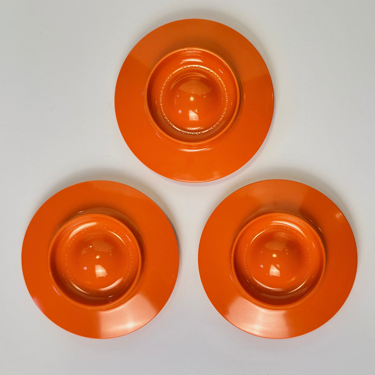 Rosti Mepal æggebægre, style Copenhagen, retroorange U115, 1960'erne – sæt af 2 plus 1 