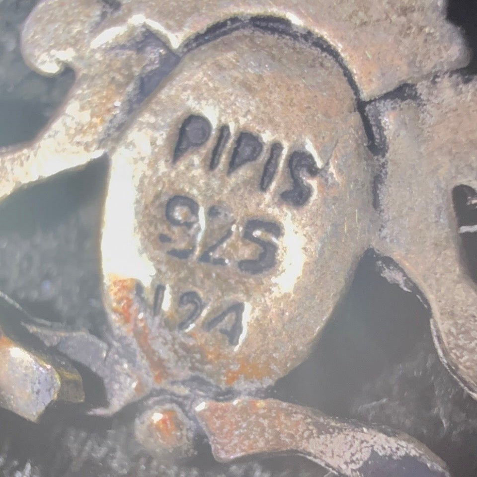 Vintage PIPIS 925 sølvbroche med naturlig koral – Græsk design