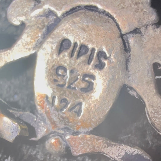 Vintage PIPIS 925 sølvbroche med naturlig koral – Græsk design