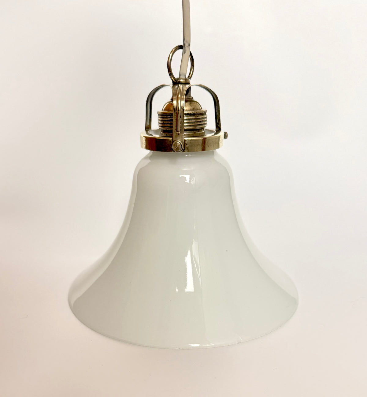 Opal glass pendant with brass suspension – circa 1940–1950s