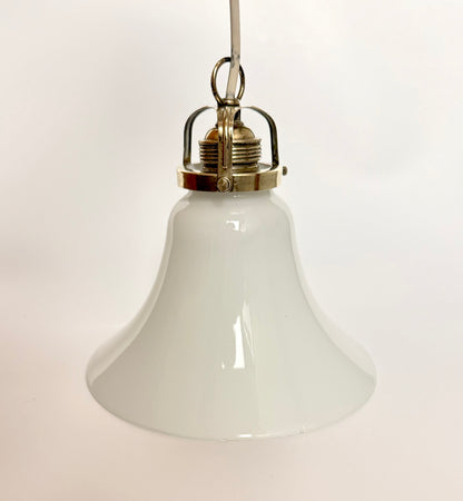 Opal glass pendant with brass suspension – circa 1940–1950s