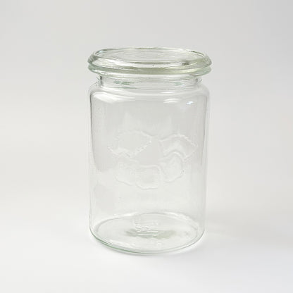 Kastrup Glasværk henkogningsglas 18,5 cm – gammelt sylteglas med glaslåg
