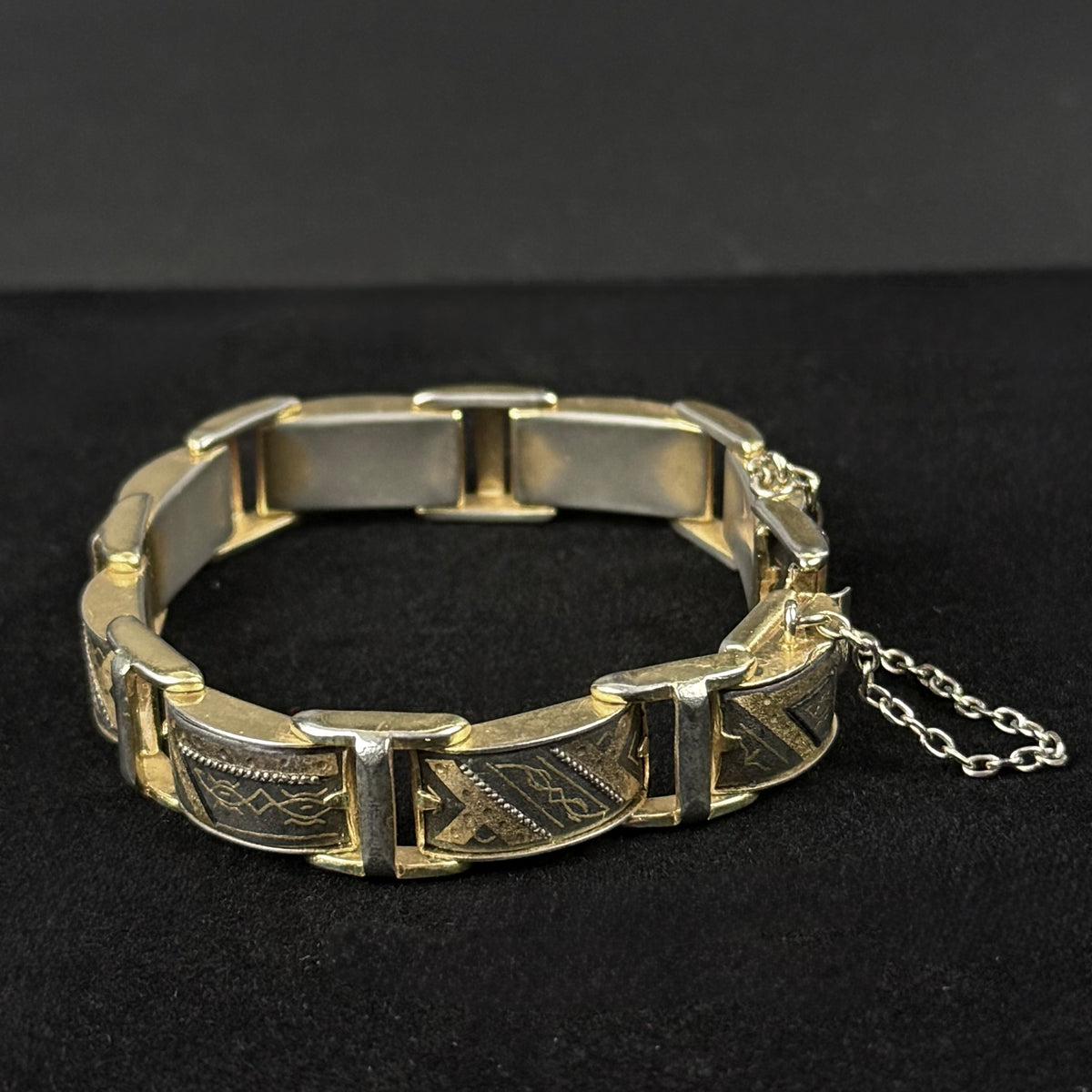 Vintage Toledo damascene armbånd med guldindlejring