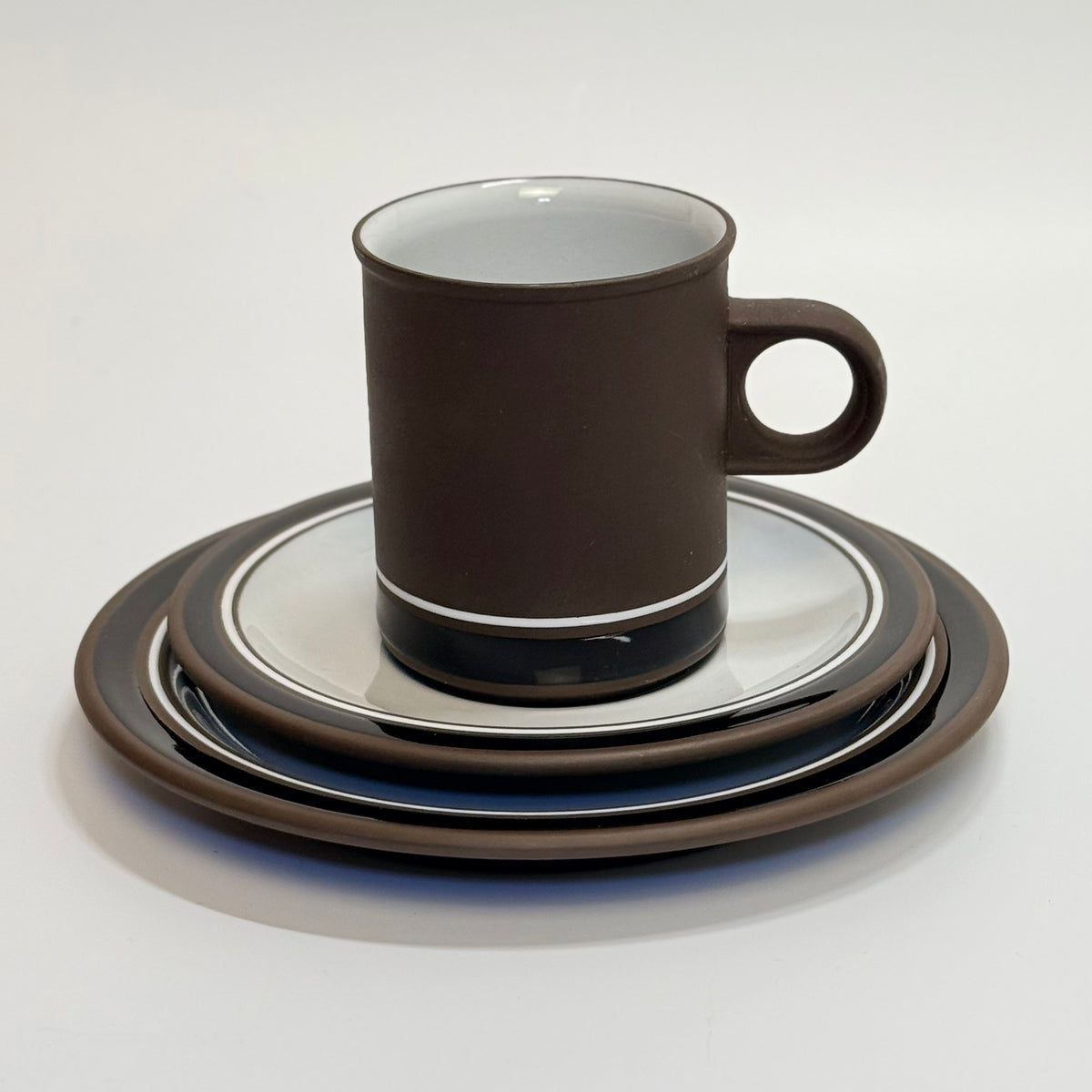 Hornsea Pottery England, model Vitramic Contrast 1978 – et originalt kaffestel, 3-delt sæt