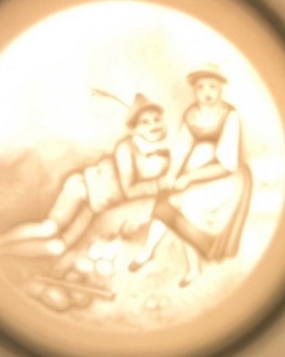 Lithophan-Bierkrug aus Porzellan mit Zinndeckel, 1930er-1940er Jahre