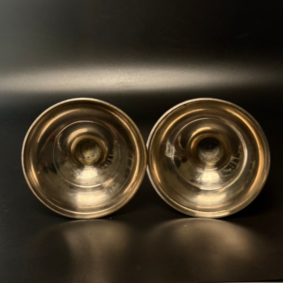 Vintage høje forsølvet lysestager i messing – 25 cm – sæt med 2