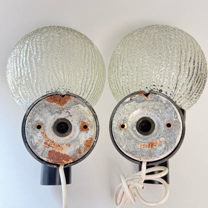 2 vintage udendørs væglamper – E.S. Horn Ice Ball