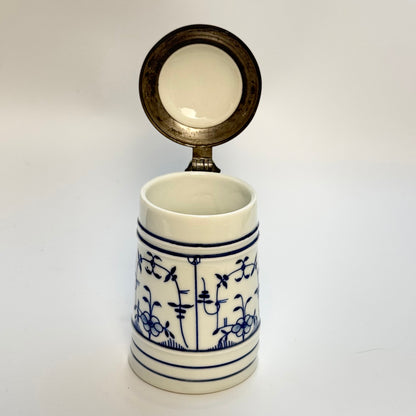 Lithophane ølkrus i porcelæn med tinlåg, 1930-40'erne