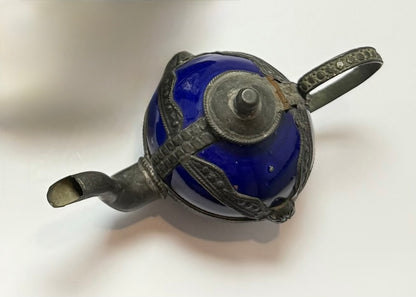 Einzigartiges marokkanisches Deko-Set mit Glasflakon, Miniatur-Tajine und Teekanne