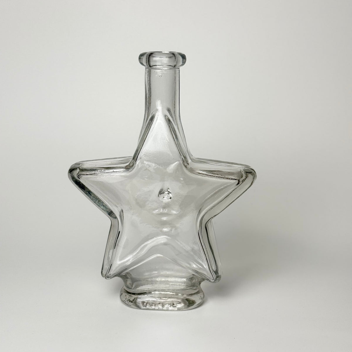 Vintage Stern-Karaffe aus Klarglas mit Gesicht – 18 cm