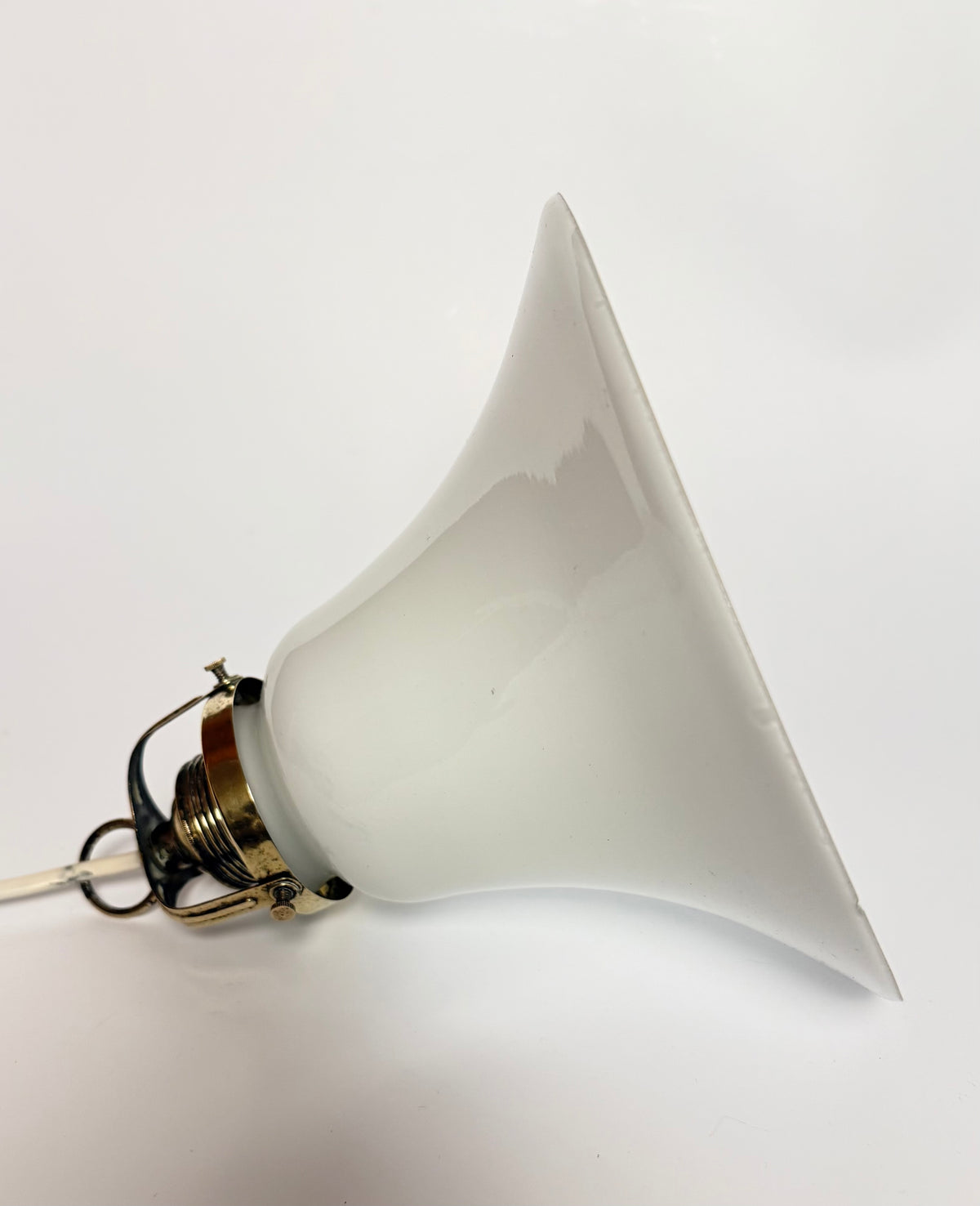 Opal glass pendant with brass suspension – circa 1940–1950s