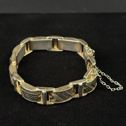 Vintage Toledo damascene armbånd med guldindlejring
