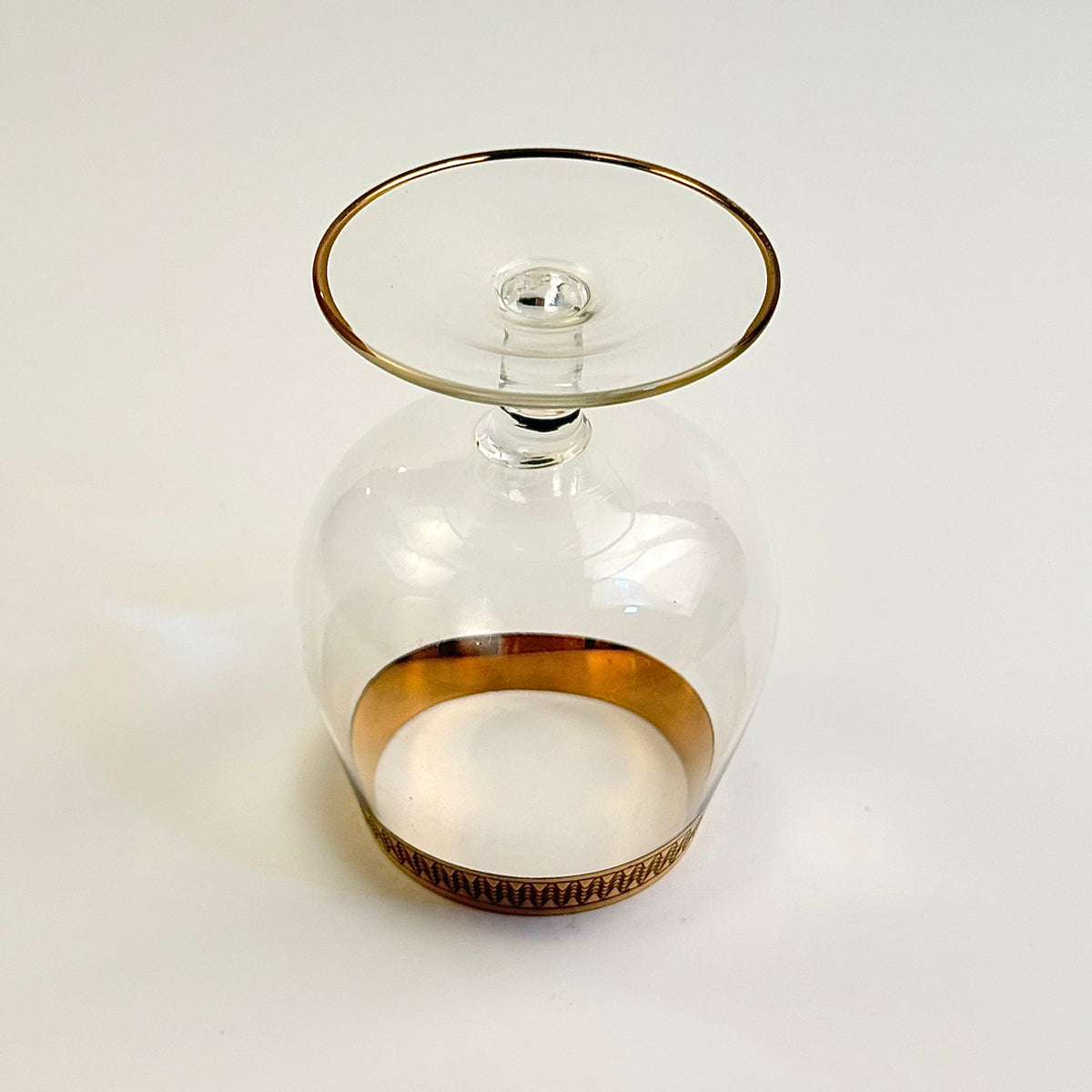 Lyngby Glas Tosca cognacglas i krystal med bred ciseleret guldkant, 1960'erne
