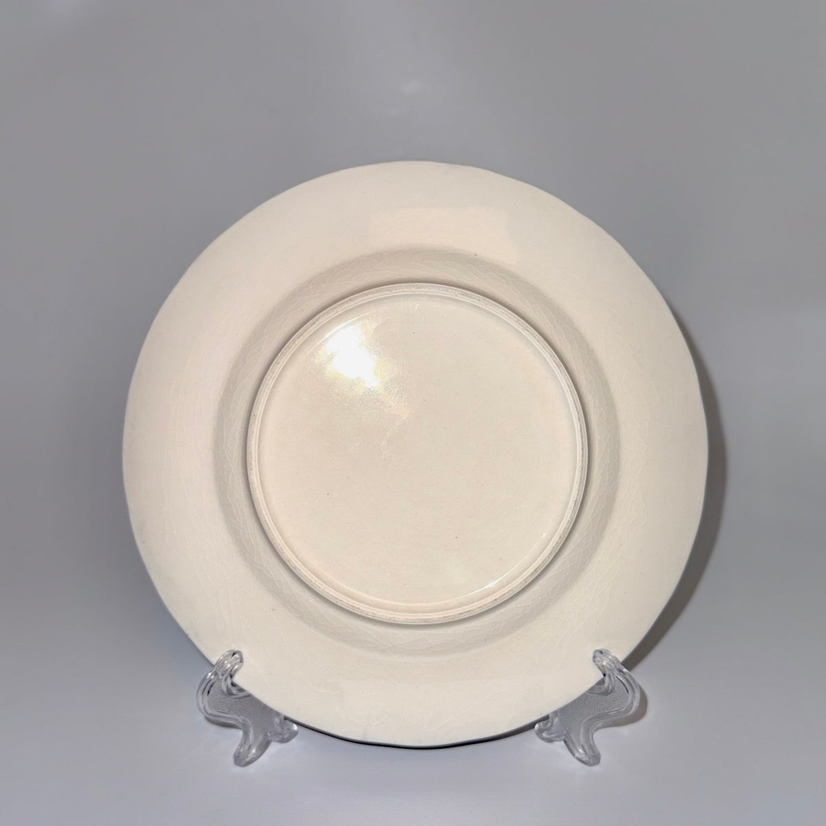 Antik engelsk fajancetallerken – blå hvid transferware fra Staffordshire ca. 1850