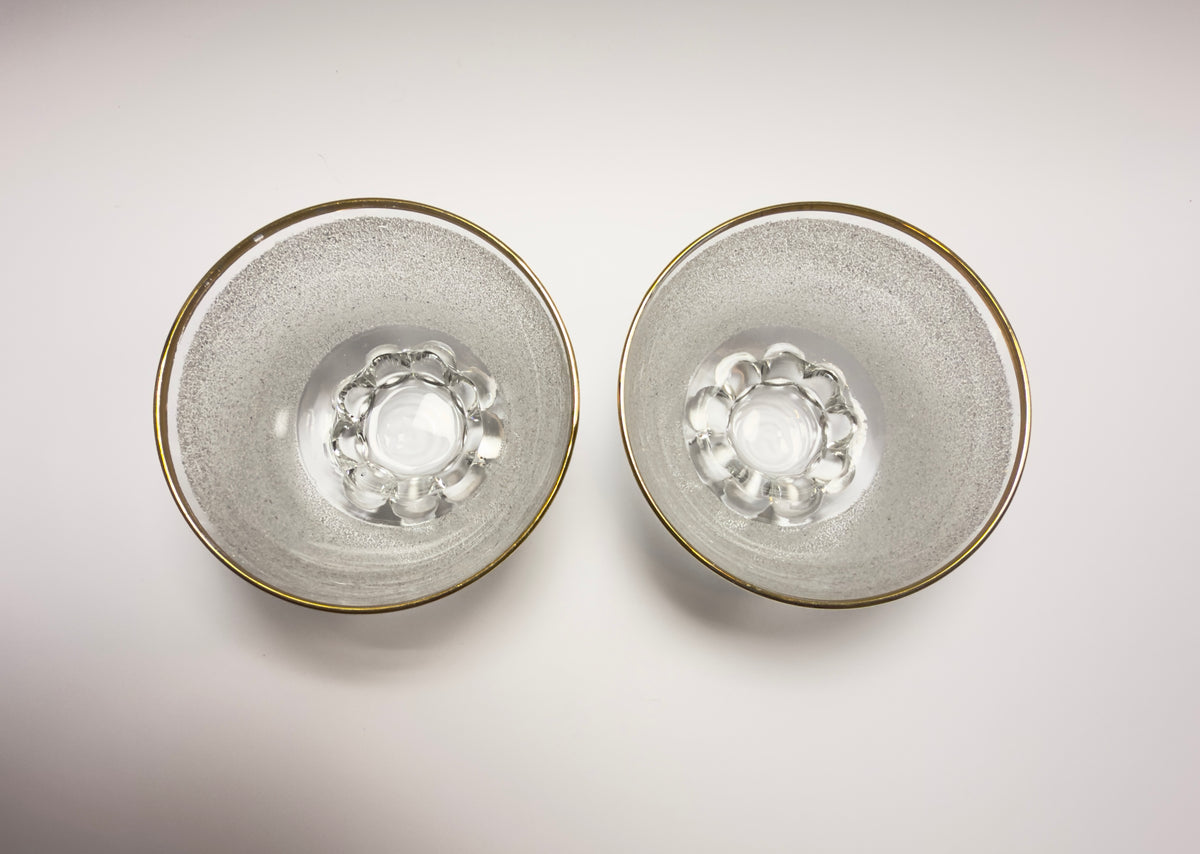 Coupéglas im Set mit rauer granulierter Glasoberfläche und Goldrand