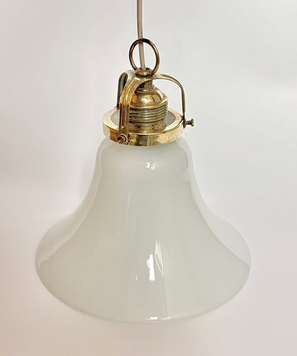 Opal glass pendant with brass suspension – circa 1940–1950s