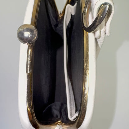 Skøn hvid clutch lædertaske med wristlet rem – 1960