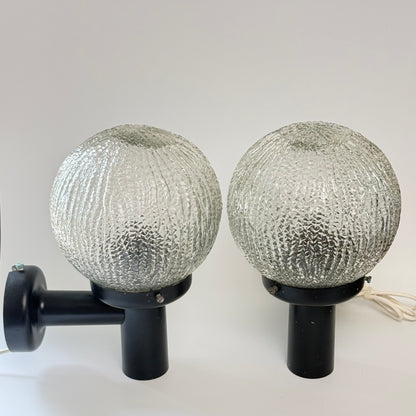 2 vintage udendørs væglamper – E.S. Horn Ice Ball