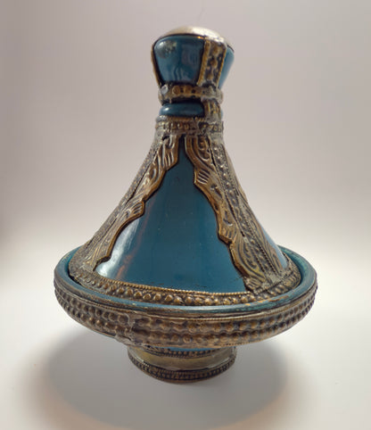 Einzigartiges marokkanisches Deko-Set mit Glasflakon, Miniatur-Tajine und Teekanne