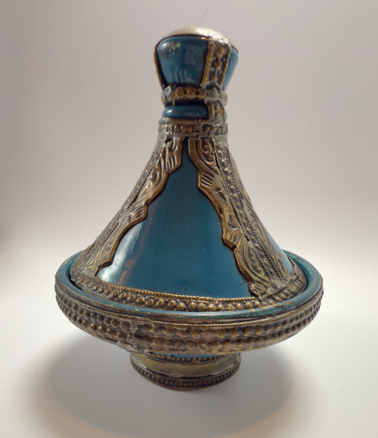 Einzigartiges marokkanisches Deko-Set mit Glasflakon, Miniatur-Tajine und Teekanne