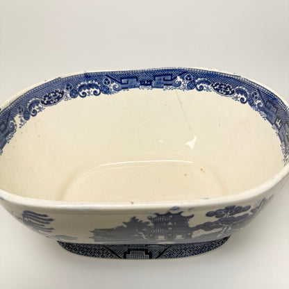 Antik J&MP Bell & Co. Blue and Willow terrin med låg