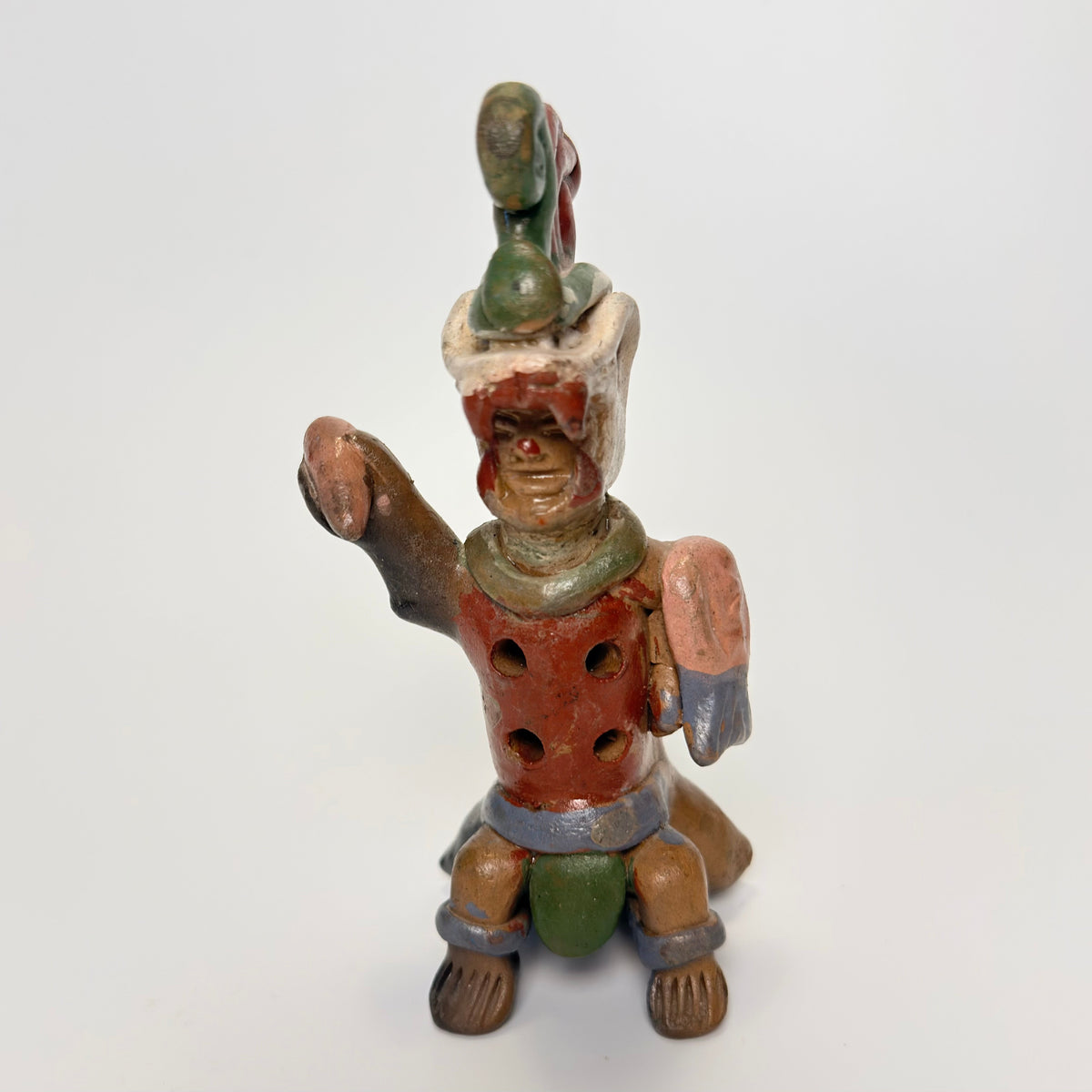 Håndlavet mexicansk silbato – Teotihuacán fuglemand (hombre pájaro) – lerfløjte i pre-columbiansk stil