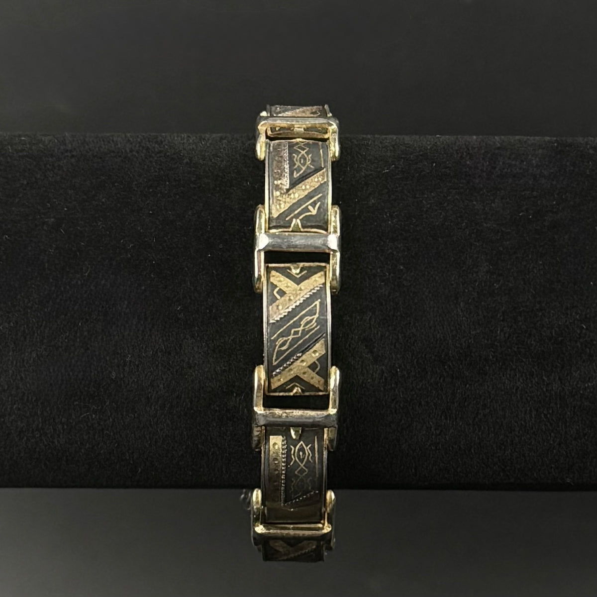 Vintage Toledo damascene armbånd med guldindlejring