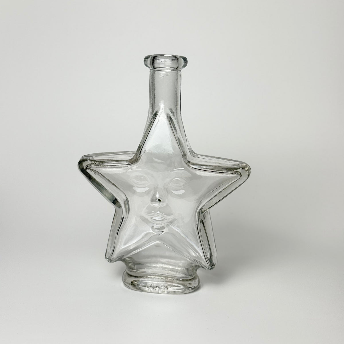 Vintage stjerne karaffel i klart glas med ansigt – 18 cm