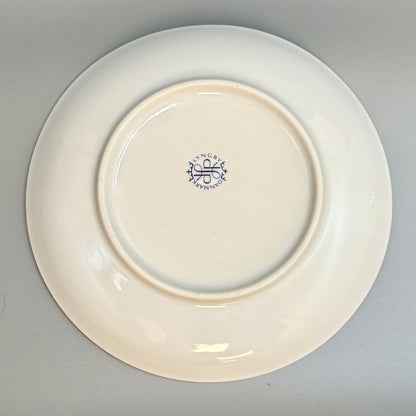 Lyngby Porcelæn kaffekop med underkop og kagetallerken – guldmæanderbort, Danmark