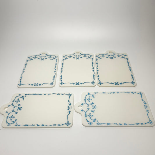 5 retro plastic butter boards – Musselmalet style