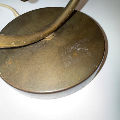Vintage kombinationslampe massiv messing og rødt porcelæn – bord- og væglampe