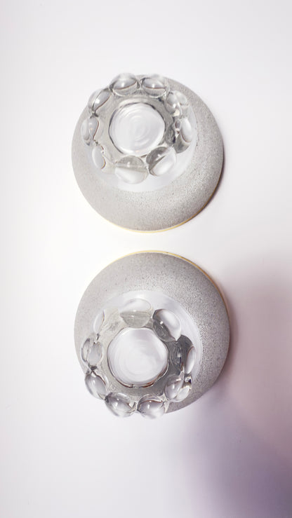 Coupéglas im Set mit rauer granulierter Glasoberfläche und Goldrand