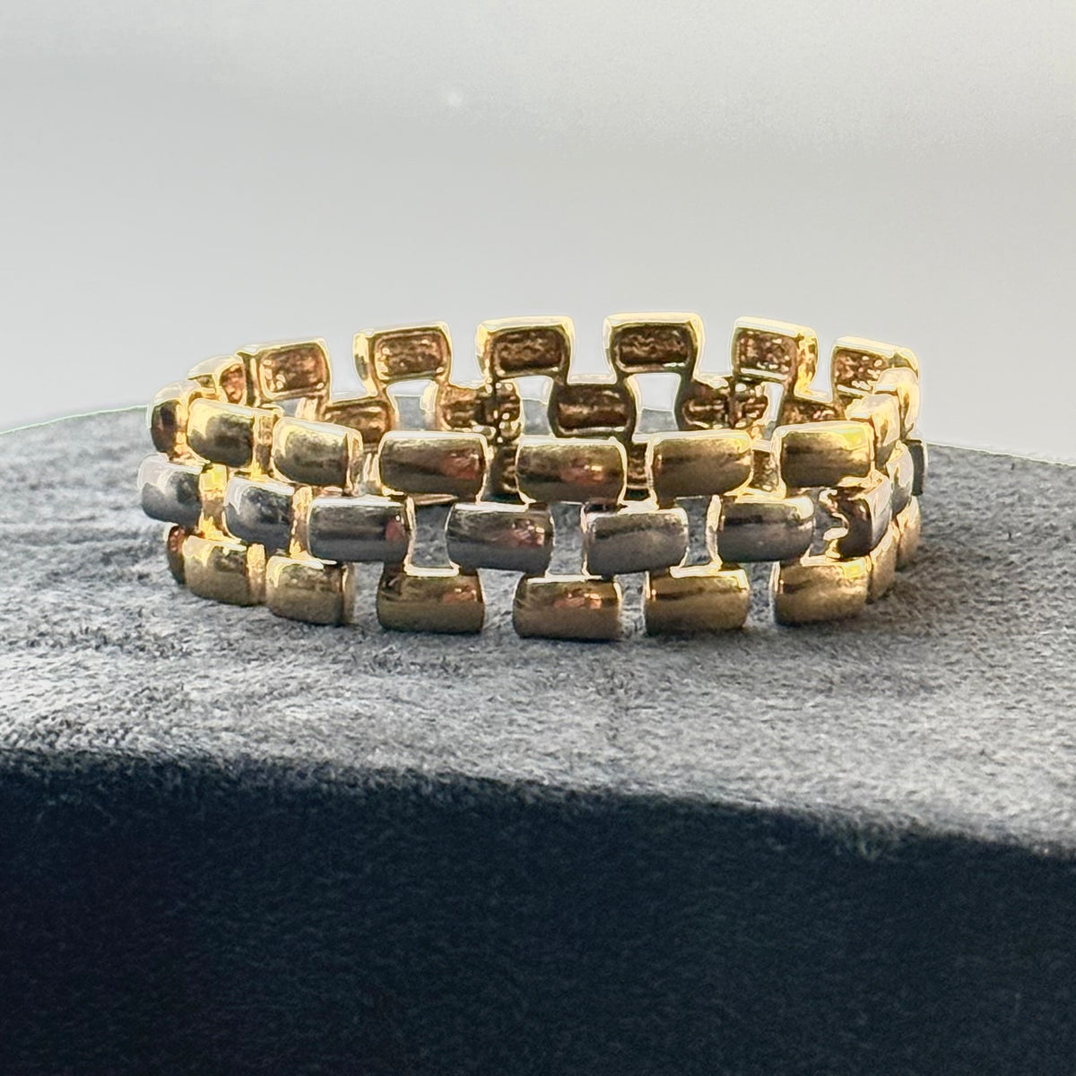 Vintage tofarvet armbånd i guld- og sølvfarvet metal
