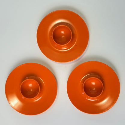 Rosti Mepal æggebægre, style Copenhagen, retroorange U115, 1960'erne – sæt af 2 plus 1 