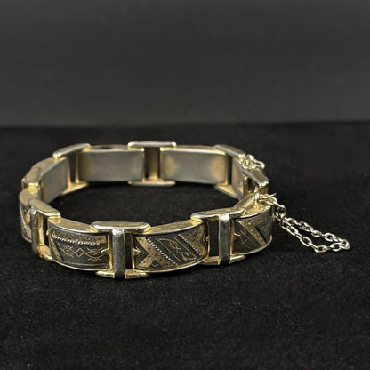 Vintage Toledo damascene armbånd med guldindlejring