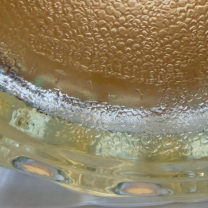 Eiseimer aus stark gepresstem Glas mit Leder und Lederhenkel – Italien, ca. 1960–70