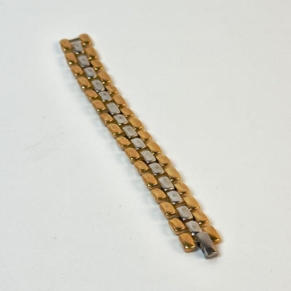 Vintage tofarvet armbånd i guld- og sølvfarvet metal