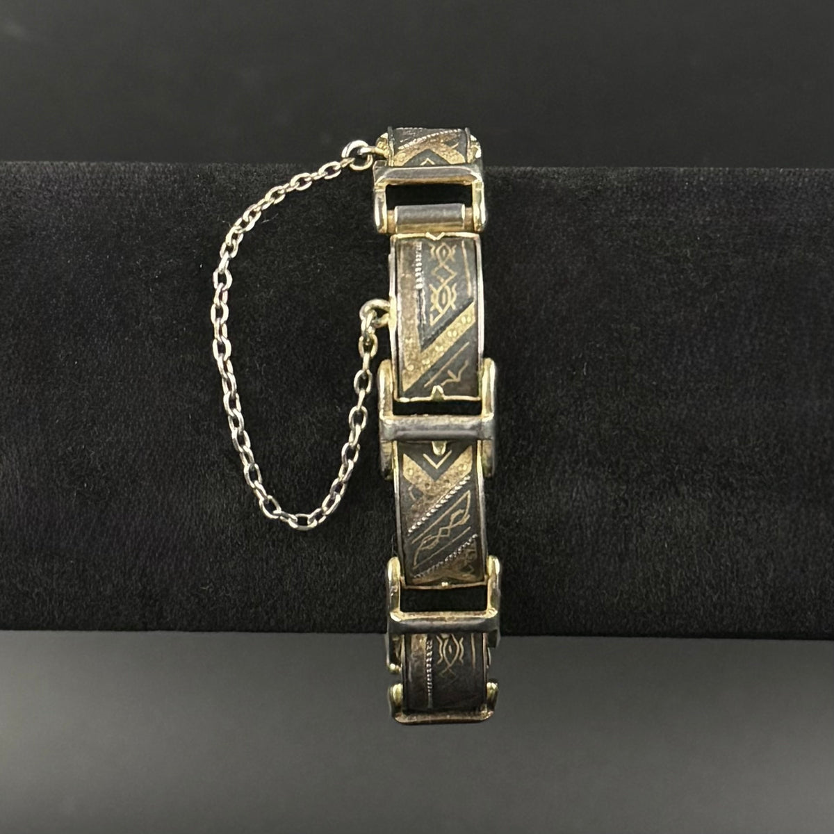 Vintage Toledo damascene armbånd med guldindlejring