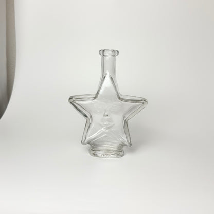 Vintage Stern-Karaffe aus Klarglas mit Gesicht – 18 cm